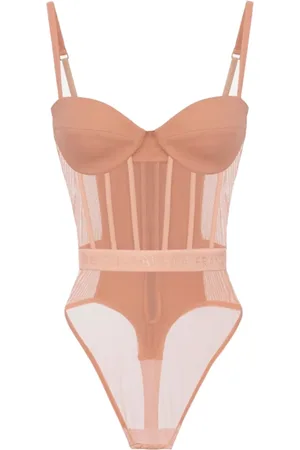 Elisabetta Franchi Top, Dame, Lyserød, L, Tyl, Skulpturel Bustier Lingeri med Transparente Detaljer