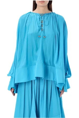 Lanvin Bluser & Skjorter, Dame, Blå, S, Polyester, Draperet Oversized Skjorte