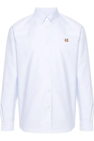 Maison Kitsuné Skjorte, Herre, Blå, L, Bomuld, Fox Skjorte