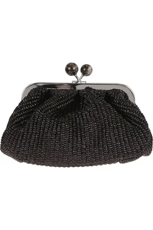Max Mara Taske, Dame, Sort, ONE SIZE, Sort Håndtaske med Raffia Effekt