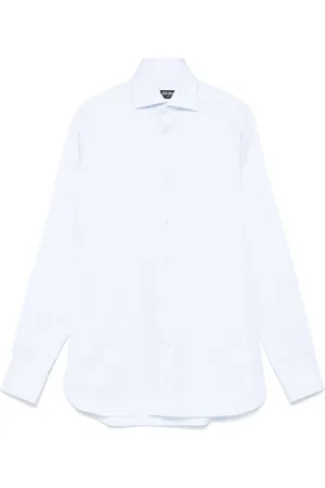 Ermenegildo Zegna Skjorte, Herre, Blå, L, Bomuld, Stribet Bomuldsskjorte