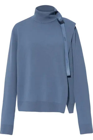 Fendi Strik, Dame, Blå, S, Uld, Uld Turtleneck