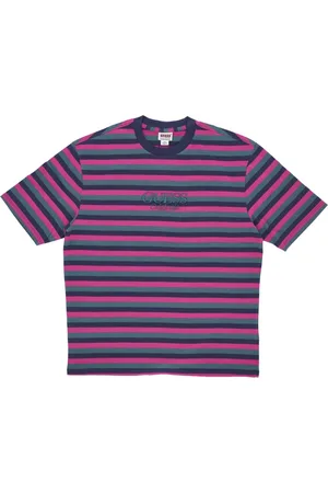 Guess Top, Herre, Flerfarvet, XL, Bomuld, Blåstribet T-shirt med Rund Hals