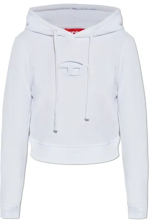 Diesel Sweathshirts & Hoodies, Dame, Hvid, M, Bomuld, Hoodie med udskåret Oval D-logo
