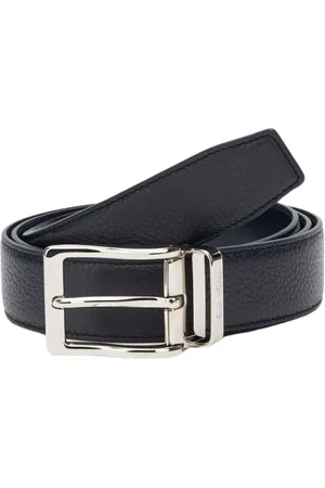 Brooks Brothers Tilbehør, unisex, Blå, ONE SIZE, Læder, Navy Grained Læderbælte
