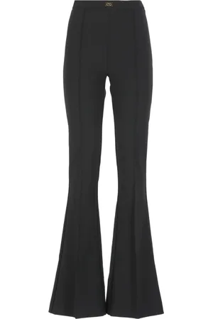 Elisabetta Franchi Bukser, Dame, Sort, XL, Uld, Sort Crêpe Bukser med Side Lynlås