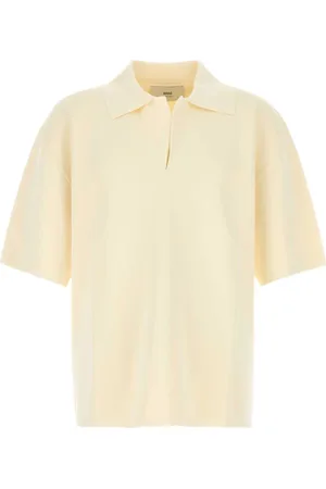 Ami Top, Herre, Gul, S, Oversize Creme Viskose Polo Skjorte