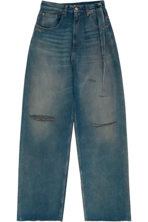 Maison Margiela Jeans, Dame, Blå, W27, Bomuld, Bootcut Jeans med moderne detaljer