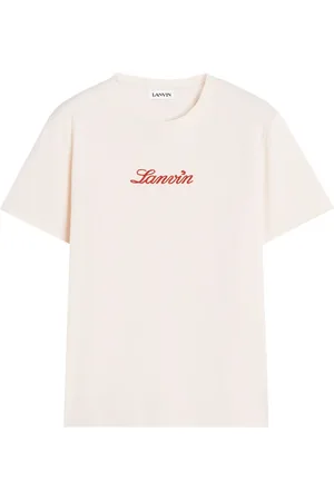 Lanvin Top, Dame, Lyserød, S, Bomuld, Bouclette Script Logo T-shirt