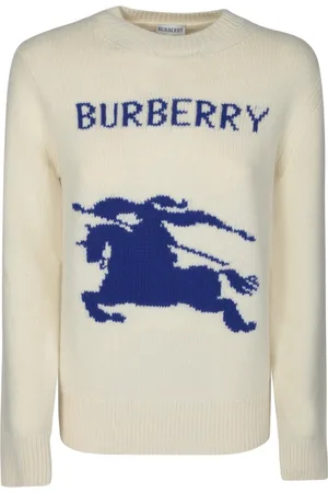 Burberry Strik, Dame, Hvid, XS, Uld, Blue Horse Striktrøje