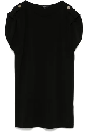 FAY Top, Dame, Sort, L, Uld, Sortærmet top med epauletter