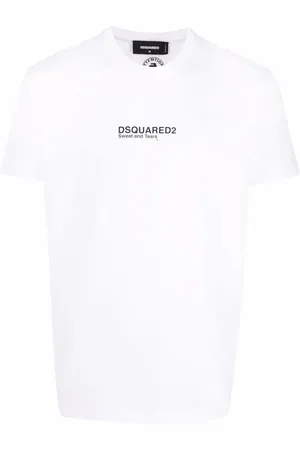 Dsquared2 Top, Herre, Hvid, L, Bomuld, Logo Printet Kortærmet T-shirt