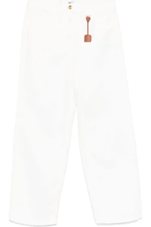 Elisabetta Franchi Jeans, Dame, Hvid, W28, Bomuld, Elfenbensfarvede Cropped Jeans
