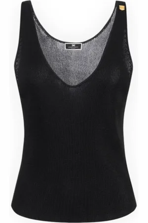 Elisabetta Franchi Top, Dame, Sort, S, Uld, Stilfuld Top Tricot