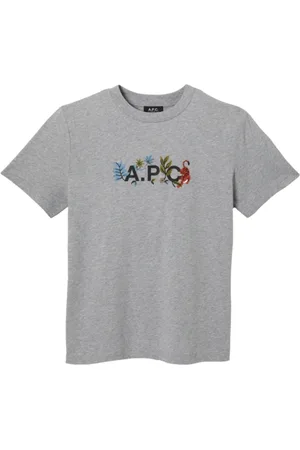 A.P.C. Top, Herre, Grå, XS, Bomuld, Floral Logo T-shirt