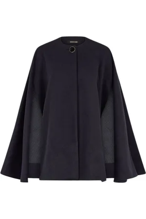 Roberto Cavalli Jakke, Dame, Sort, ONE SIZE, Uld, Kashmir Cape Frakke med Silkeforing