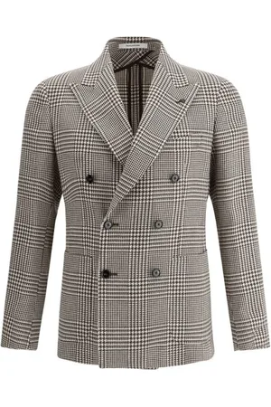 TAGLIATORE Jakke, Herre, Brun, XS, Bomuld, Montecarlo Houndstooth Dobbeltradet Jakke