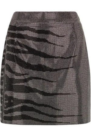 Roberto Cavalli Nederdel, Dame, Grå, S, Polyester, White Tigress Sequined Miniskirt