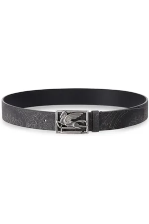 Etro Tilbehør, Herre, Sort, 105 CM, Læder, Paisley Mønster Bælte