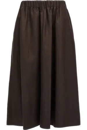 Brunello Cucinelli Nederdel, Dame, Brun, XS, Linned, Linned Nederdel