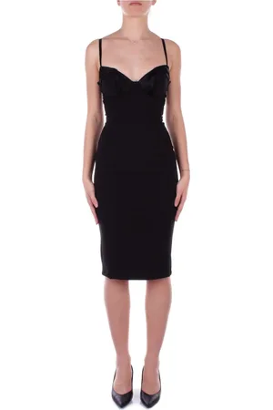 Elisabetta Franchi Kjole, Dame, Sort, XL, Polyester, Sort kjole med lynlåsindsats bagpå