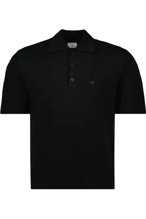 Courrèges Top, Herre, Sort, S, Tyl, Ribstrikket Polo Shirt
