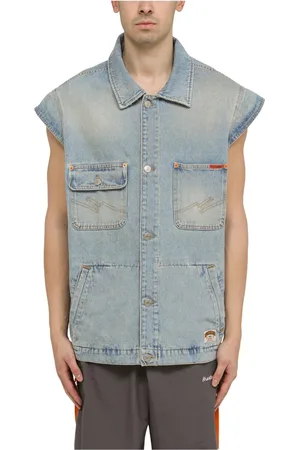 MARTINE ROSE Jakke, Herre, Blå, S, Uld, Stilfuld Puffer Vest Jakke