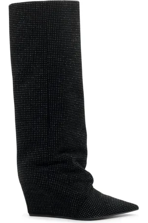 vic matiè Sko, Dame, Sort, 39 EU, Læder, Minimalistisk slange støvle Cocoon i sort med fine mikronitter