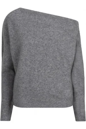 Dante 6 Strik, Dame, Grå, XS, Uld, Asymmetrisk Uld Sweater