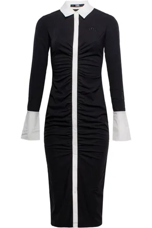 Karl Lagerfeld Kjole, Dame, Sort, M, Uld, Kontrastpanel Polo Kjole
