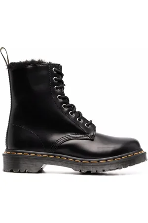 Dr. Martens Sko, Dame, Grå, 36 EU, Læder, Casual Ankelstøvler med Pels