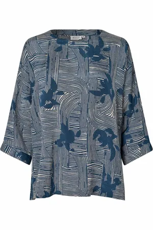 Masai Bluser & Skjorter, Dame, Blå, XL, Top med print og 3/4 ærmer