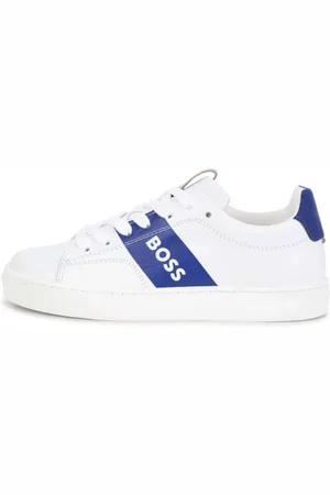 HUGO BOSS Sko, Herre, Blå, 40 EU, Læder, Hvide Læder Sneakers