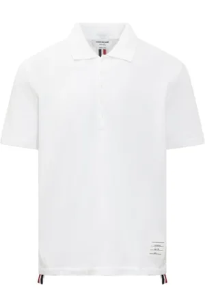 Thom Browne Top, Herre, Hvid, 2XL, Bomuld, Klassisk Piqué Polo Shirt