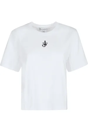 J.W.Anderson Top, Dame, Hvid, L, Broderet Kort T-shirt
