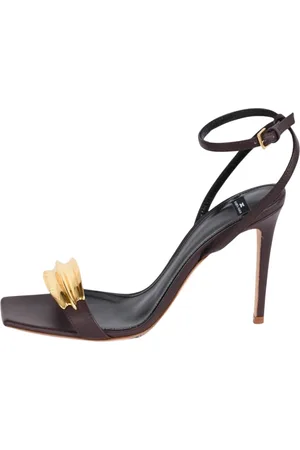 Elisabetta Franchi Sko, Dame, Brun, 39 EU, Læder, Smykkedetalje Læder Stilet Sandaler