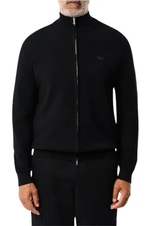 Lacoste Sweathshirts & Hoodies, Herre, Sort, 4XL, Uld, Sort Merino Uld Zip Sweater