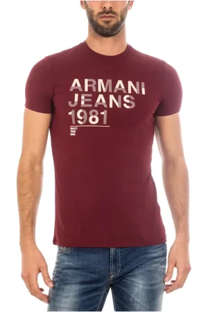 Emporio Armani Top, Herre, Rød, M, Bomuld, Afslappet Sweatshirt Tee