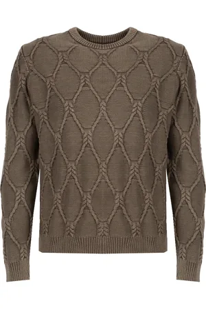 Guess Strik, Herre, Brun, S, Bomuld, Rundhalset Pullover
