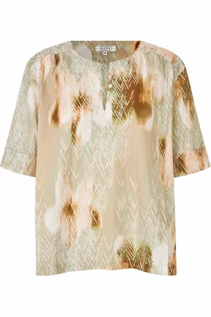 Masai Bluser & Skjorter, Dame, Flerfarvet, XL, Bomuld, Abstrakt Print Top i Mauve Kridt