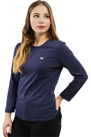 EA7 Top, Dame, Blå, XS, Bomuld, Longsleeve Shirt