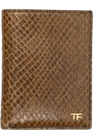 Tom Ford Tilbehør, Herre, Brun, ONE SIZE, Læder, Slangepræget læderkortholder Beige