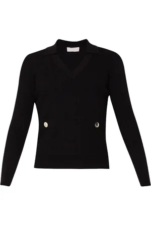 Liu Jo Strik, Dame, Sort, S, Uld, Slim V-Neck Sweater