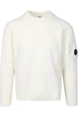 C.P. Company Strik, Herre, Hvid, 2XL, Uld, Lammeuld Crew Neck Sweater
