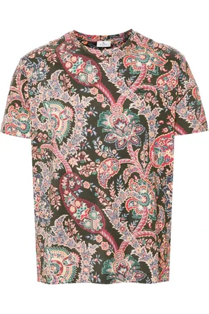 Etro Top, Herre, Flerfarvet, 4XL, Bomuld, Paisley Floral Print Casual T-Shirt