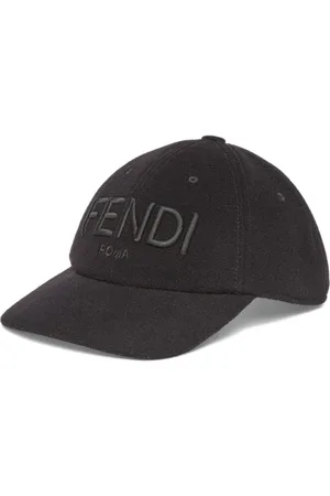 Fendi Tilbehør, Herre, Sort, ONE SIZE, Uld, Sort baseballkasket i uld med broderet skrift