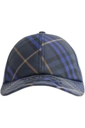 Burberry Tilbehør, Herre, Blå, S, Bomuld, Check Cap