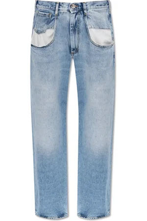 Maison Margiela Jeans, Dame, Blå, S, Bomuld, Straight Jeans Med Kontrasterende Lommer