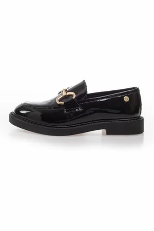 Copenhagen Shoes Sko, Dame, Sort, 41 EU, Uld, Læder Loafers med Guldfarvet Spænde