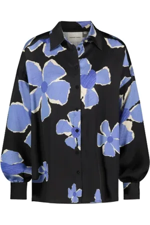 Fabienne Chapot Bluser & Skjorter, Dame, Flerfarvet, XL/2XL, Uld, Clic Collar Balloon Sleeve Bluse